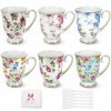 Tasse en porcelaine dos, lot de 6, tasse à café de style européen, tasses à café, tasses à fleurs, tasse à thé, tasses à caf