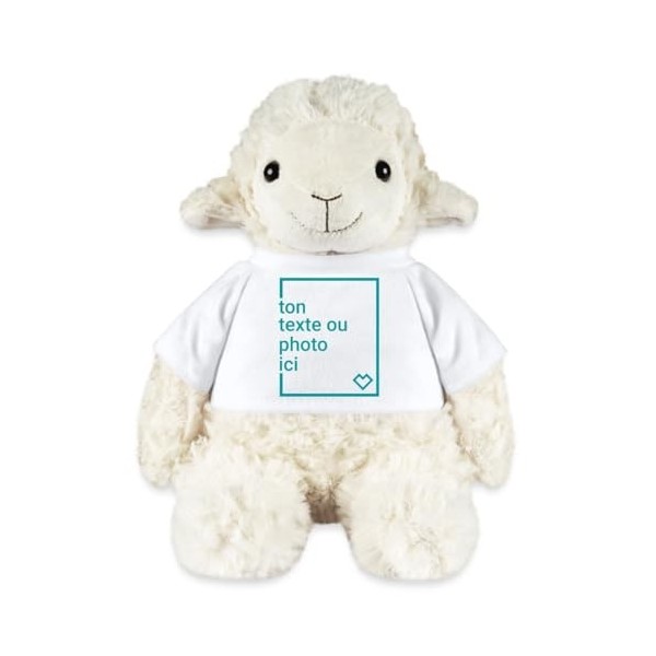 Spreadshirt Créez Votre Propre Mouton en Peluche Personnalisé avec Texte ou Photo Imprimée Mouton en Peluche, Taille Unique, 