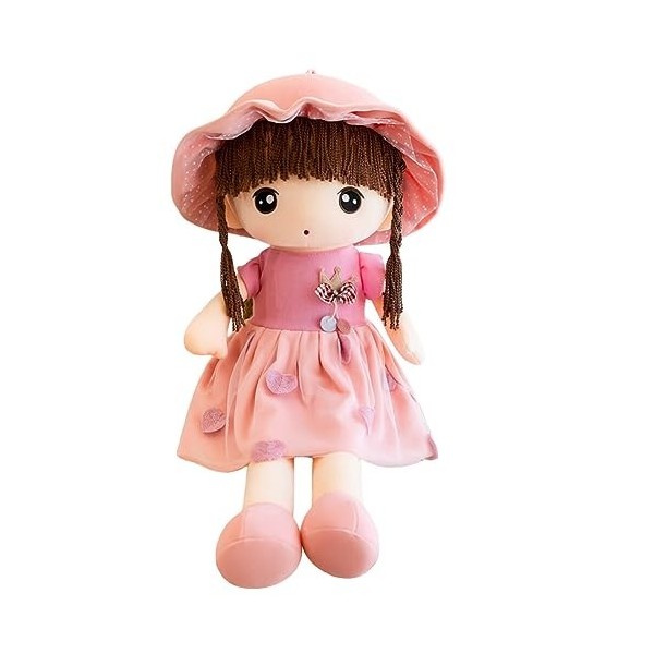 Surakey Poupée de Chiffon Fille 45cm Mignon Poupée en Peluche Princesse avec Chapeau Jouets en Peluche Fille Cadeau pour Anni