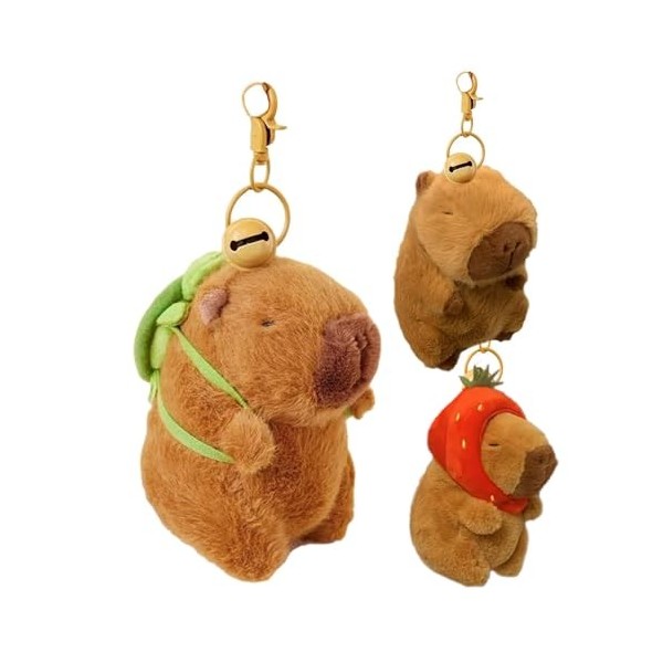 Pendentif Capybara en peluche de dessin animé de 10,9 cm, super doux, tête de fraise, poupée en peluche à suspendre, animaux 