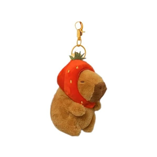 Pendentif Capybara en peluche de dessin animé de 10,9 cm, super doux, tête de fraise, poupée en peluche à suspendre, animaux 