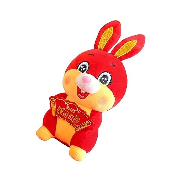 Toyvian Lapin Mascotte Jouet Jouets en Peluche Nouvel an Chinois Lapin Jouet Figurine De Bureau Année du Lapin Animal en Pelu