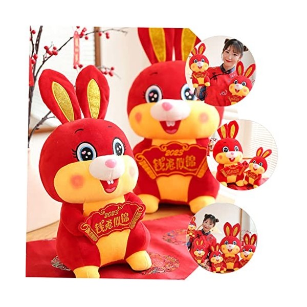 Toyvian Lapin Mascotte Jouet Jouets en Peluche Nouvel an Chinois Lapin Jouet Figurine De Bureau Année du Lapin Animal en Pelu