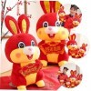 Toyvian Lapin Mascotte Jouet Jouets en Peluche Nouvel an Chinois Lapin Jouet Figurine De Bureau Année du Lapin Animal en Pelu