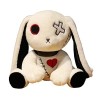 Peluche lapin de 25/30 cm, série sombre, style gothique, rock, à longues oreilles, poupée aniaml en coton rembourré, décorati