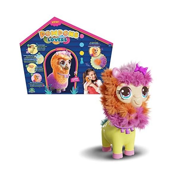 POMPONS LOVERS, Crée tes Peluches, avec tiges Pompons et Accessoires, modèle Lama, Jouets pour Enfants à partir de 3 Ans, GIO