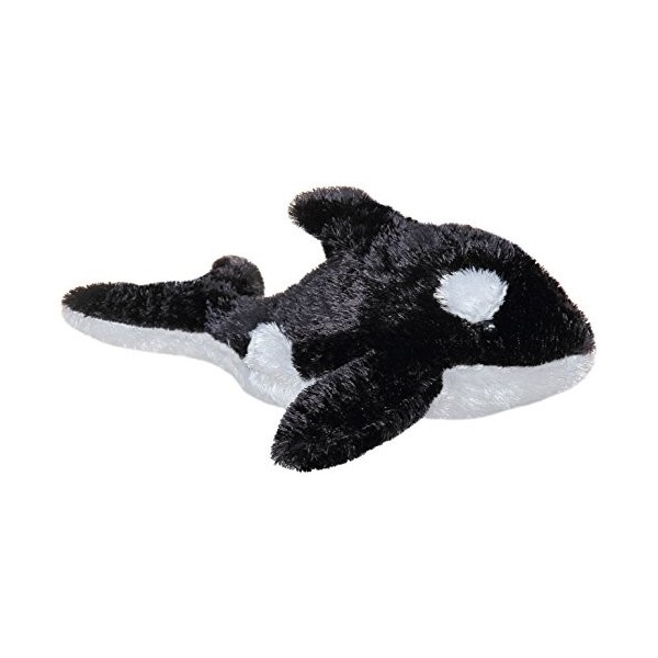 Aurora World Aurora, 16634, Mini Flopsie Orque, 20 cm, Peluche, Noir et Blanc