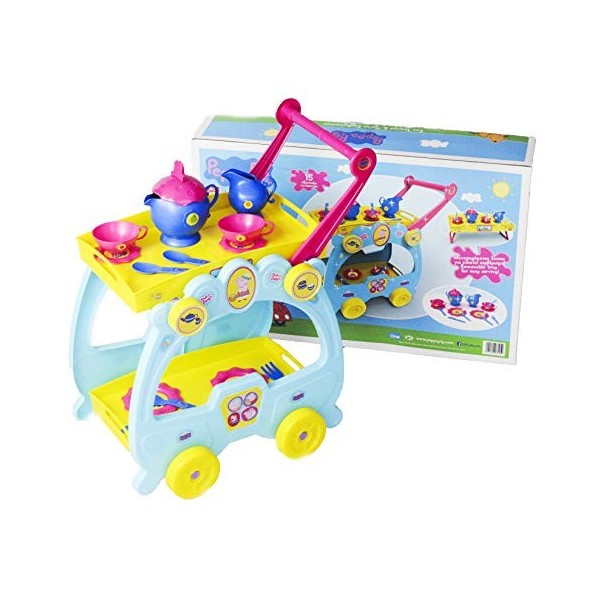 Bildo 8125 Peppa Pig Ensemble à thé et Chariot de Service 2 en 1, Multi - Version Anglaise