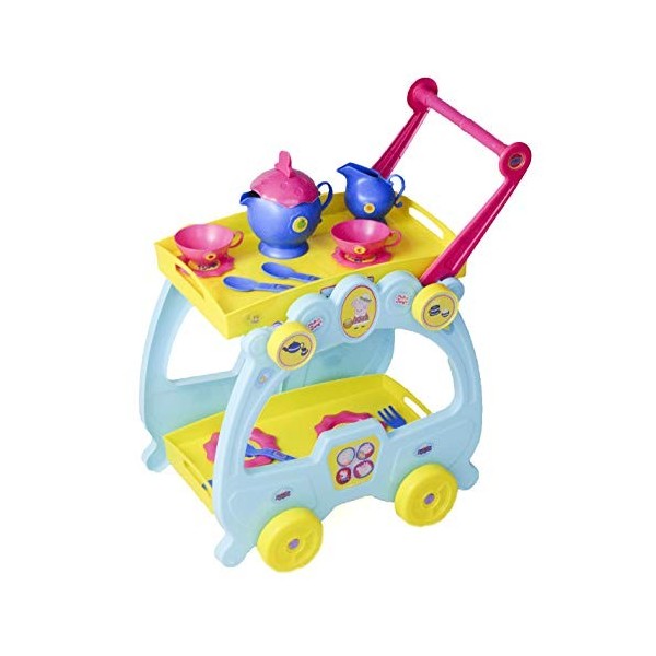 Bildo 8125 Peppa Pig Ensemble à thé et Chariot de Service 2 en 1, Multi - Version Anglaise