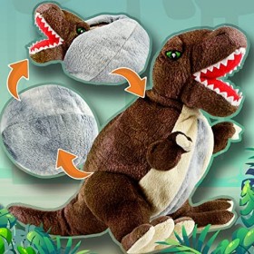 Creanino Doudou dinosaure 2 en 1 - Peluche réversible - Tyrannosaurus Rex - Doudou dinosaure - Doudou réversible - Doudou trè