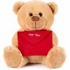 BRUBAKER Ours/Nounours - Peluche avec Enveloppe Rouge - for You - 25 cm - Marron Clair