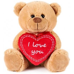 BRUBAKER - Peluche Douce - Ours/Nounours avec Cœur I Love You - 25 cm - Brun Clair