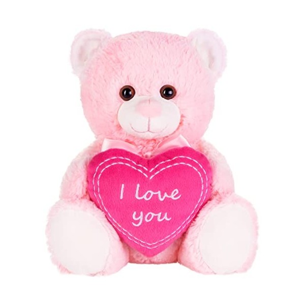 BRUBAKER - Peluche Douce - Ours/Nounours avec Cœur I Love You - 25 cm - Brun Clair