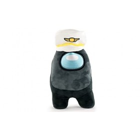 Peluche Among Us - Noir Avec Casquette de Capitaine - Qualité Super Soft