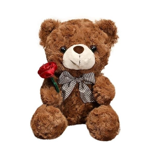 Ours en Peluche pour La Saint-Valentin, Peluche Ourson de 9,8 Pouces avec Rose, Petit Ourson Doux, Cadeau pour La Petite Amie