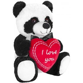 BRUBAKER Ours en Peluche Panda avec Coeur Rouge - I Love You - 25 cm - Peluche Panda - Peluche Ours en Peluche - Jouet Doux N
