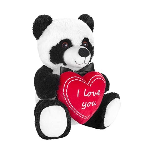 BRUBAKER Ours en Peluche Panda avec Coeur Rouge - I Love You - 25 cm - Peluche Panda - Peluche Ours en Peluche - Jouet Doux N