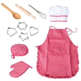 Twister.CK Chef Jeu de rôle avec Costume Habiller et Accessoires de Cuisine, Enfants Jouer Jeu 11 Pcs Toy Set, Cadeau Parfait