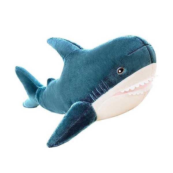 Kekeso Requin Géant en Peluche Oreiller Peluche Peluche Requin Bleu Oreiller Animal Confortable Oreiller de Couchage Coussin 