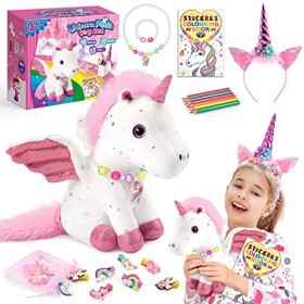 EUCOCO Peluche Licorne, Bijoux Enfants Loisirs Créatifs Fille 3-8 Ans Cadeau Anniversaire Fille 3-6 Ans Bracelet Jouet Noël