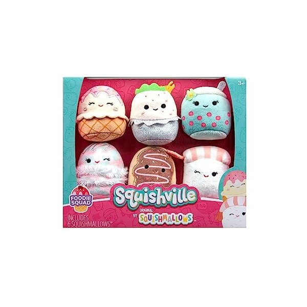 Peluches Squishville par Original Squishmallows Honour Roll Squad - Six Peluches Squishmallows de 5 cm Comprenant Stevon, Ten