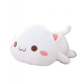 OUKEYI Jouet en peluche mignon en forme de chaton pour animal domestique - Oreiller en peluche douce pour enfants blanc 