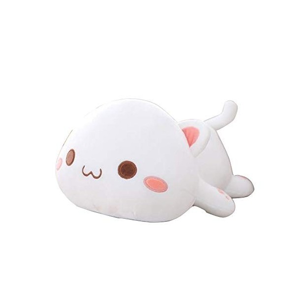 OUKEYI Jouet en peluche mignon en forme de chaton pour animal domestique - Oreiller en peluche douce pour enfants blanc 