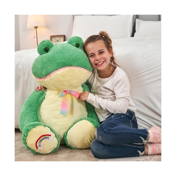 MorisMos Peluche Licorne Geante XXL 100cm, Kawaii Licorne en Peluche Jouets Grande Blanc Douce, Cadeau Mignonne pour Bébé Enf