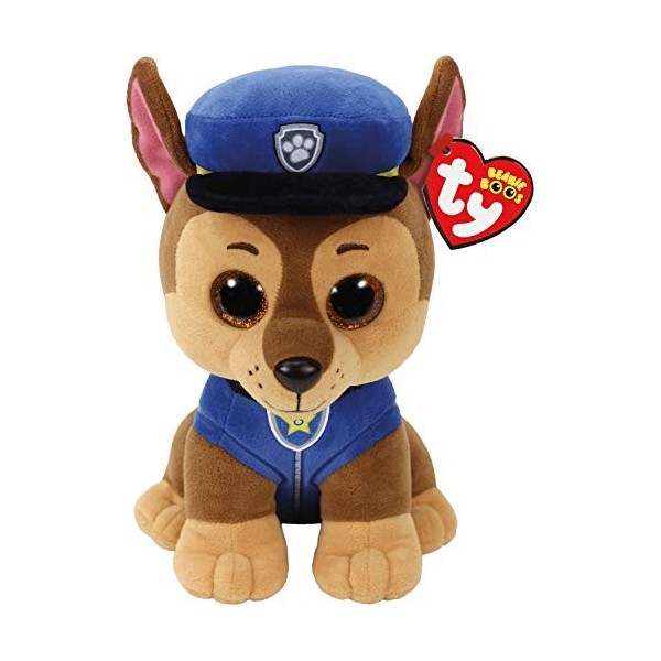 PAW PATROL Sélection de Figurines en Peluche aux Yeux Scintillants | 24 cm, Figure:Chase