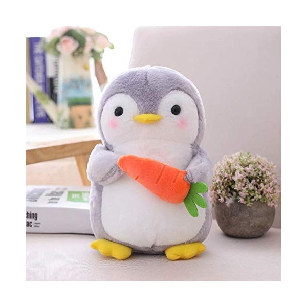 Nicole Knupfer Pingouin en peluche, coussin, cadeau pour enfants/adultes, pingouin avec nœud, 25 cm