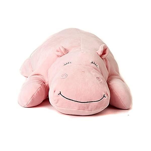 Uni-Toys - Coussin Peluche Hippopotame Rose - Ultra Doux - 56 cm Longueur - Peluche