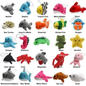 25 Pièces Animaux Marins Peluche Mini Jouet Poupée dAnimaux Petite Décoration pour Porte-clés Arbre de Noël Remplisseurs dŒ