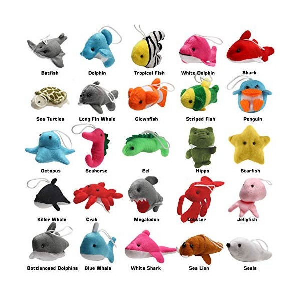 25 Pièces Animaux Marins Peluche Mini Jouet Poupée dAnimaux Petite Décoration pour Porte-clés Arbre de Noël Remplisseurs dŒ