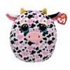 Ty Squishy Beanies - Milkshake la Vache Rose, Blanc et Noir, Coussin en Peluche Doux avec œillets pailletés, idée Cadeau pour