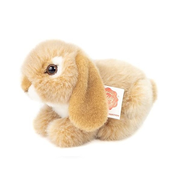 Teddy Hermann 93727 Peluche Lapin bélier avec garnissage recyclé Beige 18 cm