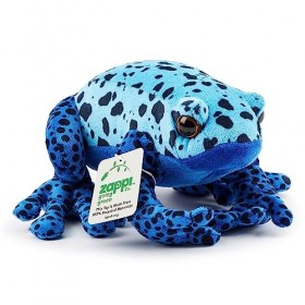 Zappi Co Jouet en Peluche de Grenouille à fléchettes Bleue 100% recyclé 15 cm de Longueur Collection danimaux éco-responsa