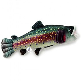 Kuscheltiere.biz Doudou truite arc-en-ciel en forme de poisson truite saumon Splash - Doudou x biz Gris/Bleu/Rouge