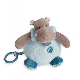 Baby Nat - Peluche Musicale Hippopotame - Idée Cadeau Enfant - Bleu/Marron - Boîte à Musique Zoé - BN0546
