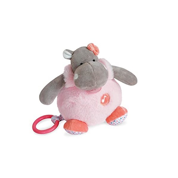 Baby Nat - Peluche Musicale Hippopotame - Idée Cadeau Enfant - Bleu/Marron - Boîte à Musique Zoé - BN0546