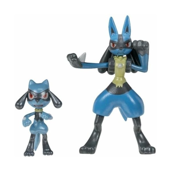 Bandai - Pokémon - Pack évolution Riolu & Lucario - Figurine Riolu 5cm + Figurine Lucario 10cm - JW2776