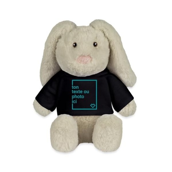 Spreadshirt Créez Votre Propre Lapin en Peluche Personnalisé avec Texte ou Photo Imprimée Lapin en Peluche, Taille Unique, Bl