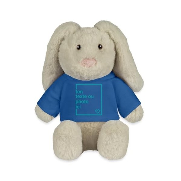 Spreadshirt Créez Votre Propre Lapin en Peluche Personnalisé avec Texte ou Photo Imprimée Lapin en Peluche, Taille Unique, Bl