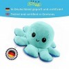 Knuffis Peluche pieuvre réversible XXL - Peluche pieuvre - Doudou dhumeur - Pieuvre - Bleu clair et bleu foncé - 30 cm