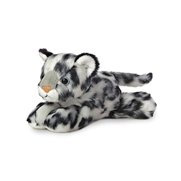 Aurora, 31367, Mini Flopsie Léopard des Neige, 20 cm, Peluche, Noir et Blanc