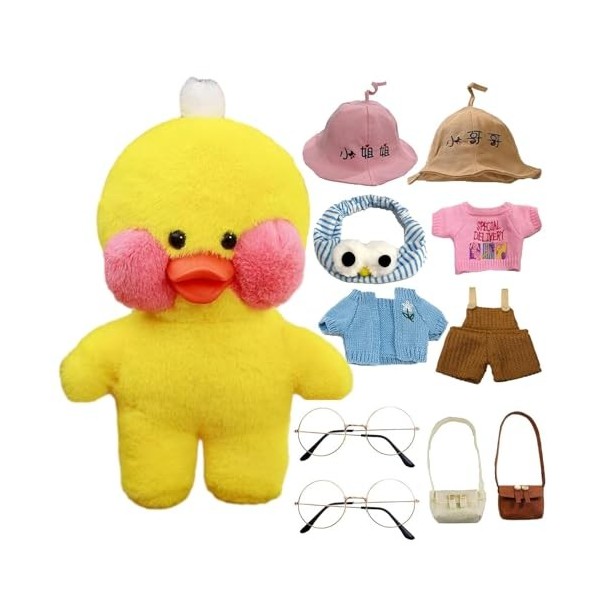 QCOTNG Hamster en peluche douce et mignonne avec tenues et accessoires pour habillage amovible, meilleur anniversaire pour en