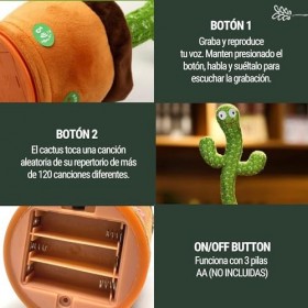 Vicyol S&D Cactus Qui Danse avec Mouvement Électronique, Lumieres et 120 Chansons. Conception avec Le Drapeau de lEspagne. O