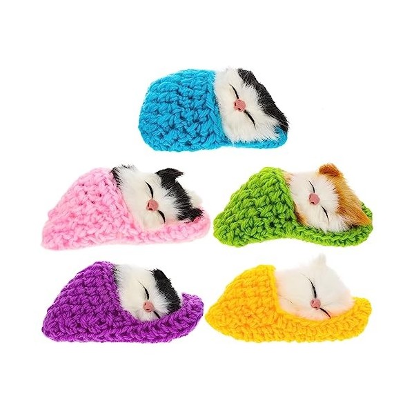 Toyvian 5 Pièces Pantoufle Sieste Chat Mini Chat Endormi dans Jouet De Simulation De Chat en Peluche Sac De Couchage Chat Pet