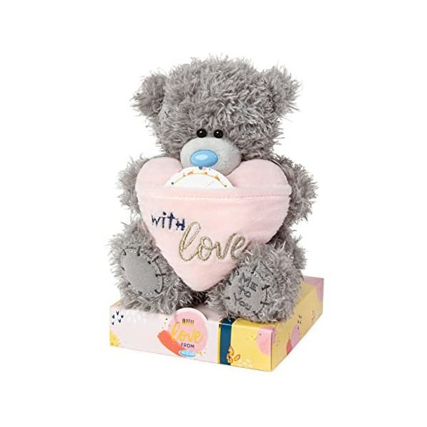 Me to You Ours Tatty Teddy avec Autocollant Personnalisable - Collection Officielle - Gris - Taille M