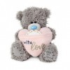 Me to You Ours Tatty Teddy avec Autocollant Personnalisable - Collection Officielle - Gris - Taille M