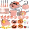 61 Pièces Jouet de Cuisine pour Enfants, Mini Ensemble Jeu Cuisine pour Enfants avec Casseroles et Poêles Ustensile de Cuisin